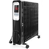 Aigostar Oil Monster - 2500W Ölradiator Energiesparender mit Fernbedienung, LCD Display Elektro Heizkörper mit 13 Rippen, 4 Heizstufen,Thermostat, Kipp & Überhitzungsschutz, Elektro Heizung Schwarz