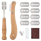 QH-Shop Bäckermesser Brot Lahm Scoring Tool Set, Handwerkzeug Brotmesser Teigmesser mit 10pcs Rasierklingen für Herstellt Brot Brötchen Brotteig Muster, 2 Arten