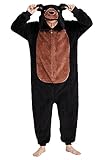 Loiahoer Unisex Erwachsene Bär Onesie Kostüm Pyjama Halloween Cosplay Kostüm Neuheit Tier SHU Velveteen Weihnachten Schlafanzug Pyjamas Set für Familie & Paare,Schwarz,M