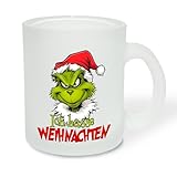 True Statements Geschenk für Glühwein-Fans: Glastasse „Ich hasse Weihnachten“ mit Weihnachtgrinch-Motiv - Geschenkidee zur Adventszeit | Weihnachtszeit - Glastasse Satiniert, ca. 300ml