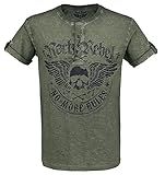 Rock Rebel by EMP Herren grünes T-Shirt mit Knopfleiste L