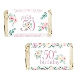 Mini-Geschenkpapier für Süßigkeiten zum 50. Geburtstag, Blumenmotiv, 45 Stück, Dekoration für Frauen