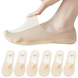 AYPOW 6Paar Damen Füßlinge Ultra Unsichtbare Socken, Ultraleichte Atmungsaktive Low Cut Liner & Schnitt Willkürlich Unsichtbare Socken mit Rutschfest Silikon, Ballerina Socken für Loafer Flache Schuhe