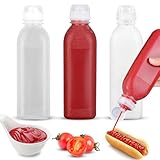 Fokroin 3 Stück Squeeze Flasche, Ölflasche Plastik 300ML, Plastik Quetschflasche Mit Kappen, BPA Frei,Kein Leck Condiment Flaschen für Malen,Backen,Ketchup,scharfe Soße,Olivenöl, Saucenflasche