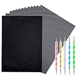 Xiumeso 100 Blatt Kohlepapier, A4 Graphitpapier Transferpapier mit 5 PCS Prägestift Set, Schwarz Carbon Papier Pauspapier und Kopierpapiere, für Holz, Papier, Leinwand und Andere Kunstoberflächen