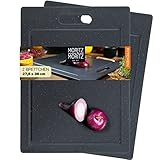 Moritz & Moritz 2x Schneidebretter Kunststoff - 36 x 27,5 cm - Schneidebretter BPA frei - Küchenbretter Granitoptik - Cutting Board mit Antirutschfüßen, Eingriffsöffnung - Schneidebrett mit Saftrille