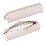 iSuperb Federmäppchen Leder Mäppchen Unisex Teenager Stiftetasche Stiftemappe Federtasche Pencil Case Schulmäppchen für Schule Büro Mädchen Damen Student Geschenk (Beige)