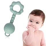 Farout Baby Spielzeug 0 Monate Montessori Baby Rassel 0-6 Monate Greifling und Beißring Baby als Zahnungshilfe Baby,BPA-frei Silikon Sensorik Spielzeug Baby, Geschenk für Junge und Mädchen(Grau)