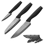 SILBERTHAL Keramikmesser Set 3 Stk - Scharfes Chefmesser 15 cm, Santokumesser 13 cm, Schälmesser 7,5 cm