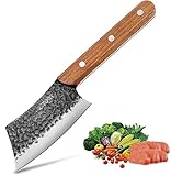 Kitory Hackmesser 12cm Kleines Küchenbeil mit Anti-Rutsch-Griff für Fleisch, Gemüse, Brot, Knochen, Küchenmesser aus Edelstahl mit ergonomischem Holzgriff