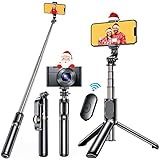 Blukar Bluetooth Selfie Stick Stativ, 4 in 1 Erweiterbar Selfiestick Monopod Selfie-Stange Stab mit Bluetooth-Fernauslöse, 360° Drehbar Monopod Tragbar Handyhalter für 4,7-6,7 Zoll Smartphone