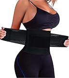 YIANNA Korsett Damen Bauchweg Stark Formend Sport Bauchweggürtel Nach Schwangerschaft Waist Trainer Fitness Gürtel Body Shaper Corsage Shapewear Schwarz 8003 S