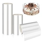 SZJYG Tortenrandfolie, Kuchen Tortenring, 3 Rollen transparente Acetat Kuchenränder, Küchenfolien Verpackung Kragen Tortenfolie zum Backen, Kuchen, Schokolade, Mousse-Dekoration - 3 Größen