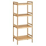 SONGMICS Bambusregal, Küchenregal, Badregal, Bücherregal, Standregal mit 4 Ablagen, 45 x 31,5 x 111 cm, für Bad, Küche, Wohnzimmer, Schlafzimmer, Balkon, naturfarben BCB074N01