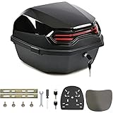 35L Motorrad Topcase für Roller Motorradkoffer Heckkoffer Kofferraum mit Rückenlehne Abschließbar Universal Wasserdicht Motorräder Heckbox für Moped/Mofa/Motorroller/Motorcycle,Schwarz,16*16*11in