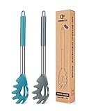 BUNDLEPRO 2er Silikon Spaghettilöffel Set, Hitzebeständiger Nudellöffel Server für Küche, BPA freie Spaghettisieb, Beste Kochutensilien