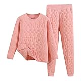 Rrongwn Schlafanzug Lang Pyjama Thermounterwäsche Kuschelige Und Warmes Loungewear Elegant Hausanzug Trainingsanzüge Kuschelig Langarm 2-Teiliges