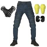 HEATPOWEOK Motorradhose Für Herren/Damen, Radsport-Motorradhose, Stretch-Biker-Biker-Jeans, Sportliche Motorradhose Mit Protektoren, Motorrad-Schutzhose, Wasserdicht und Atmungsaktiv (TYP-3,2XL)