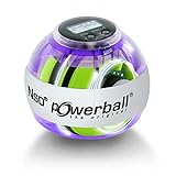 Powerball Autostart Multilight Max, gyroskopischer Handtrainer mit blau-rotem Lichteffekt inkl. Aufziehmechanik und Drehzahlmesser, transparent-violett, das Original von Kernpower