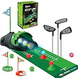 Clemas Minigolf Set Spielzeug für Kinder, 16PCS Indoor Outdoor Golfkoffer Spiel Set mit 3 bunten Golfschläger, 6 Bälle, Putting Matte Spielzeug für Jungen