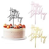 3 Stück 'Happy Birthday'-Kuchenaufsätze, 3 farbige Acryl-Kuchenaufsätze, Geburtstagsparty, perfektes Andenken, Happy Birthday Topper für Kinder oder Erwachsene