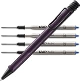 Lamy safari Kugelschreiber - mit ergonomischem Griff aus robustem ASA-Kunststoff - inkl. Großraummine M 16 in Strichbreite M in schwarz und 4 in blau B Bundle (M, violet blackberry)