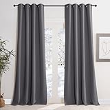 KGORGE Thermovorhang Kälteschutz mit Ösen Blickdichte Vorhänge 2er Set 245 x 140 cm(HxB) Wohnzimmer Thermo Gardinen Verdunkelnd Vorhang Grau Blickdicht Blackout Thermal Curtains for Living Room