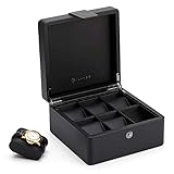 Vlando Uhrenbox Herren, 6 Uhren Uhrenkasten Leder, Watch Box Uhrenaufbewahrung, Uhrenkasten mit PU Uhrenkissen, Schmuckkasten Geschenk Vatertag, Papa Geschenk