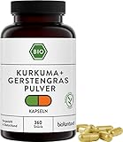 Kurkuma Gerstengras Kapseln BIO 360 vegane Kapseln I Verhältnis 2:1 I Kurkumapulver und Gerstengraspulver aus kontrolliert biologischem Anbau von bioKontor