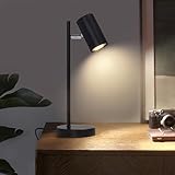 CBJKTX Nachttischlampe Schwarz Tischleuchte Wohnzimmer - Modern Schwenkbar 350° GU10 Tischlampe Schlafzimmer aus Metall Schreibtischlampe mit Kabel für Nachttisch Schreibtisch(ohne Leuchtmittel)