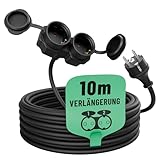 greate 2fach Verlängerungskabel 10 Meter aussen - Verlängerungskabel außen wasserdicht IP44-2 Fach Mehrfachsteckdose Verlängerung für Aussenbereich 10m 3500 W, Outdoor Extension Cord Waterproof