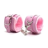 chenyesun Handschellen Fußschellen Betten-Fesseln Handcuffs Anklecuffs Plüsch Leder Sex Toy Sexspielzeug Erotik Betten Fesseln für Paare (Pink, Handschellen)