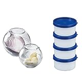 Westmark Set 6-tlg.: 2 Frischhaltekugeln ø 7cm/ø 9cm + 4 Kräuterdosen je 100 ml, stapelbar, Kunststoff, BPA-frei, Blau/Transparent, 257222E6