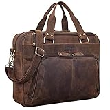 ROYALZ 'Chicago' Leder Umhängetasche Herren Laptoptasche 15,6 Zoll Messenger Bag Ledertasche groß Aktentasche Vintage Businesstasche, Farbe:Nevada braun