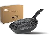 DIVORY Bratpfanne 16cm kein Induktion – Antihaft Beschichtete kleine Universalpfanne für alle Herdarten - Sichere Griffe (Schwarz, 16cm)