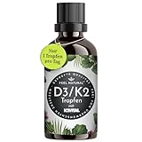 Vitamin D3/K2 Tropfen (50 ml) - 1000IE Vitamin D3 pro Tropfen - Spitzenrohstoff K2VITAL® mit 99,7% All-Trans-MK-7 - laborgeprüft, hochdosiert, ohne Zusätze, in Deutschland produziert