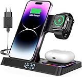 4 in 1 ladestation für iPhone und Watch Kabelloses Ladegerät 15W Faltbarer Induktive Wireless Charger für iPhone 16 15 14 13 12 11 Pro SE X XS XR & Watch 9 8 7 6 SE 5 4 3 2 Air Pods Pro