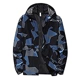 sutelang lurryly Winddichte Jacke für Herren, lässige Wanderjacke, Bomberjacke, lässige Jacke, langärmelige Mäntel, Parka, Herrenjacke mit Kapuze, D-Blau., L