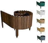 Floranica® Rollborder | Flexibler Holzzaun 203cm | Höhe: 10cm | Braun | Imprägniert | Kiefernholz | Beeteinfassung | Rasenkante | Palisade | Umzäunung für Obstgärten, Beete, Wege