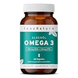 InnoNature Omega3 2:1 DHA/EPA | natürlich aus der Mikroalge Schizochytrium | 60 kapseln, 300 mg DHA und 150mg EPA | vegane Omega3 Kapseln, laborgeprüft