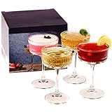 Vintage Coupé Gläser 4er Set (8,8 oz/260 ml), Champagner, Wein, Martini, Cocktailgläser, Longdrinkgläser, Kristall Rotweingläser und Weißweingläser