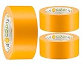 Colorus 3 x Profi Maler-Goldband Soft Tape | Maler Abklebeband 50 mm x 50 m UV beständig | Klebeband für gestochen scharfe Farbkante | Lackierband Lackier-Klebeband Lack-Abdeckband