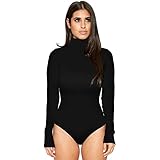 MeeQee Damen Body Langarm Mit Rollkragen Bodysuit Stretch Elegant Jumpsuit Basic Warm Bodysuit Tops/M