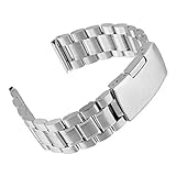 Weimob Unisex Edelstahl Uhrenarmband 22mm Silber mit Faltschließe Länge Verstellbar wa006-22-weimob EINWEG