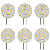 SANSUN G4 LED-Leuchtmittel, 2 W, entspricht 20 W Halogen, G4/GU4/GZ4 Bi-Pin-Sockel, AC/DC12 V, 3000 K, 120 ° Weitwinkel, nicht dimmbar (Warmweiß, 6 Stück)