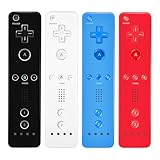 AUFGLO Wii Controller 4er Pack - Wii Fernbedienung mit Silikonhülle und Handschlaufe (Schwarz - Weiß - Rot - Blau)