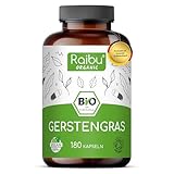 Raibu BIO Gerstengras Kapseln - 3600 mg pro Tagesdosis - ökologischer Anbau - 180 Kapseln - Hochdosiert, Vegan, laborgeprüft & zertifiziert Bio - in Deutschland produziert