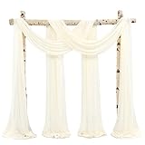 Showgeous 2 Pack Querbehang Elfenbein 73cmx610cm Tüll Foto Hintergrund Hochzeit Vorhang Deko Elfenbein Chiffon-Stoff Hochzeitsbogen Gardinen für Laube Hochzeit Torbogen Zeremonie Fotografie Party