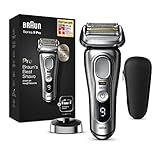 Braun Series 9 Pro Premium Rasierer Herren mit 4+1 Scherkopf, Elektrorasierer & Trimmer, Ladestation, Laufzeit, Wet & Dry für 1-, 3- und 7-Tage-Bart, Valentinstagsgeschenk für Ihn, 9417s, silber