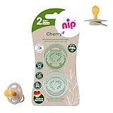 nip Cherry Schnuller 2er Pack, flacher Sauger in Kirschform Naturkautschuk, stillfreundlich, BPA-frei, nachhaltig, 6 Monaten +, ZAHNFREUNDLICH, BEWÄHRT UND BELIEBT